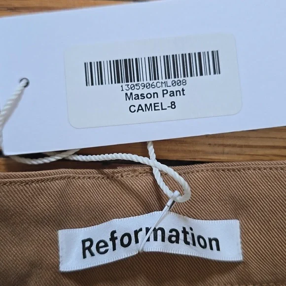 NWT, Reformation, Mason Trousers Pant, Camel, Women’s 8 - Picture 5 of 16